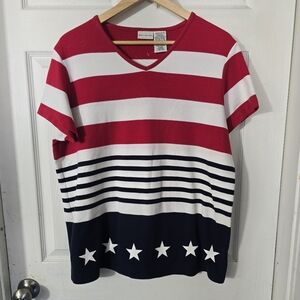 Women's Vintage White Stag Flag Shirt Sz L 12/14